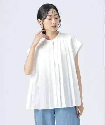 BEAMS HEART 플리츠 브로드 셔츠
