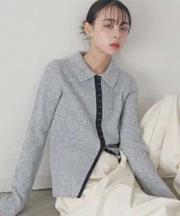 LIAN 후크 디자인 폴로 니트 그레이