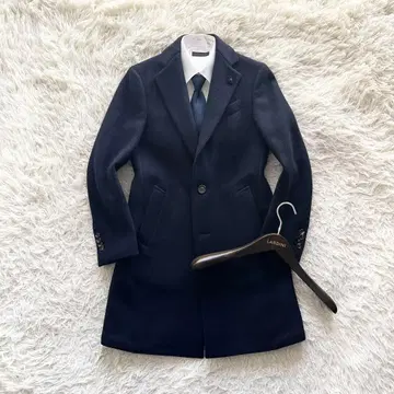 [ 새상품급 ] LARDINI 네이비 헤비 온스 울 체스터 코트 44