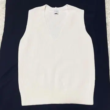 UNITED ARROWS C/PE AZE V넥 니트 베스트 화이트