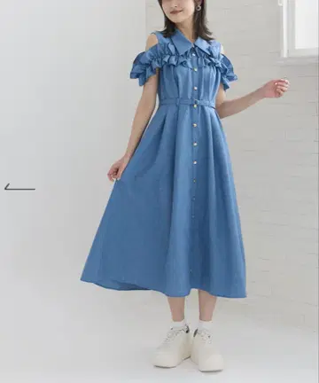 레이디 아젤 슬리브리스 프릴 셔츠 원피스