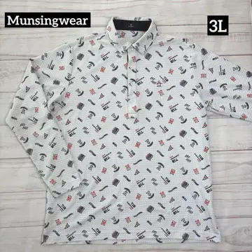 먼싱웨어 올 패턴 긴팔 자수 로고 피케 셔츠 Munsingwear