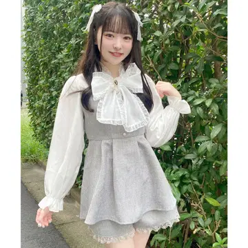 ROJITA BIG 리본 트위드 셋업 그레이