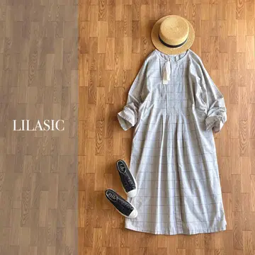 LILASIC 오리지널 체크 히요쿠 지타테 노카라 원피스