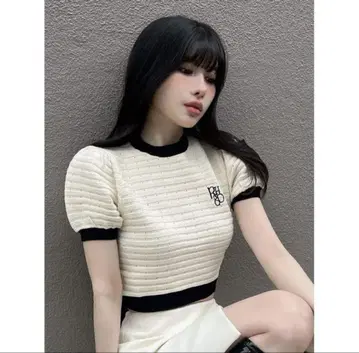 Darich 백리본 퍼프 숄 니트탑 (IVO)