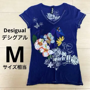 Desigual 데시구알 스페인 꽃무늬 T셔츠 M 사이즈 네이비
