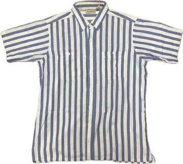 80s L.L.Bean 반팔 스트라이프 셔츠 L 블루 화이트 USA제