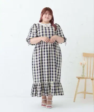 Louiosy 루오시 레이스 스칼라 체크 원피스 3L