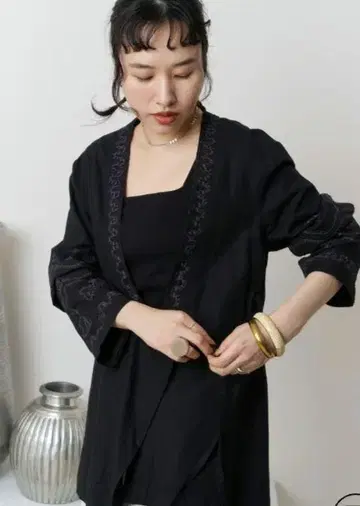 Sara mallika Cotton Linen Jacket 블랙