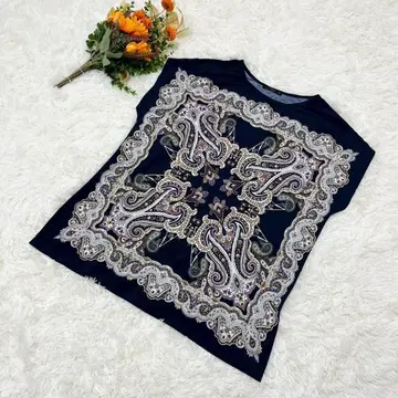 GRAY MAGIC 반팔 T셔츠 페이즐리 무늬 여유로운 실루엣 에스닉