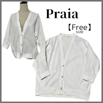 praia 프라이아 이소재 절개 메쉬 돌먼 가디건 성숙 캐주얼 화이트