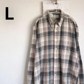80s L.L Bean 엘엘빈 플란넬 셔츠 베이지 BD 셔츠 L