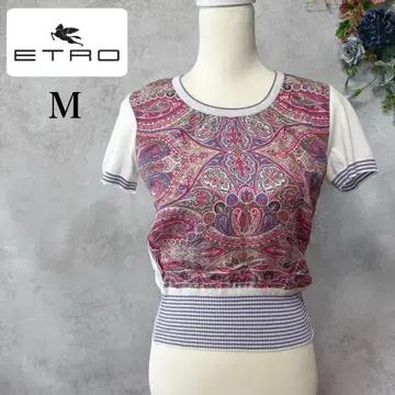 ETRO 페이즐리 무늬 실크 혼방 코튼 썸머 니트 반팔