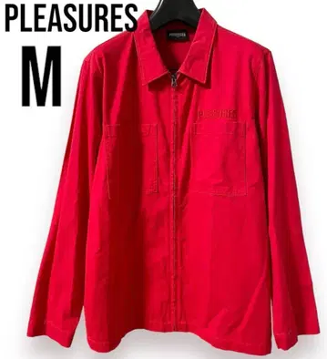 pleasures 프레져 블루종 자켓 빨간색 M 남성용 로고 자수