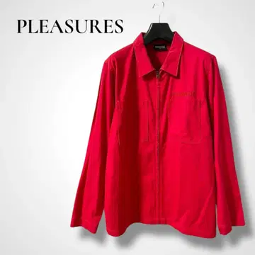 pleasures 프레져 블루종 자켓 빨간색 M 남성용 로고 자수