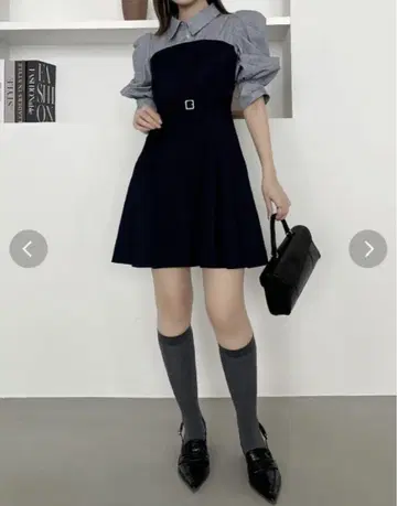 dazzlin 레이어드 셔츠 미니 원피스