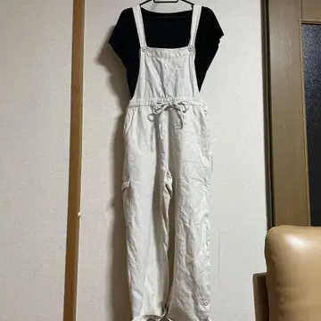 아이보리 화이트 오버롤 살로펫 롱