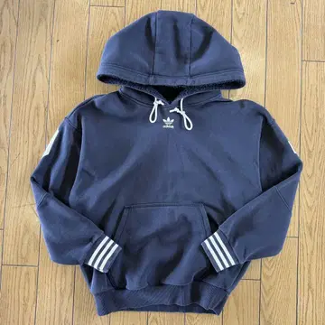 adidas 풀오버 후드티 트레포일 로고 구제 의류 네이비 M 사이즈