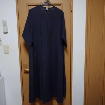 요건 레일 린넨 롱 원피스
