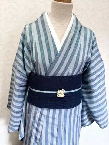 순수 실크 여름 아이템 줄무늬 코몬 L 사이즈