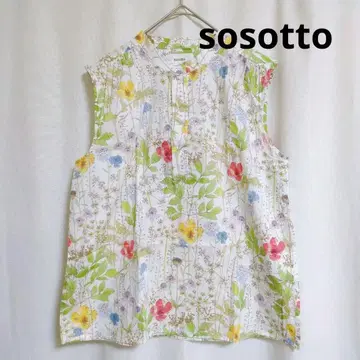 sosotto 슬리브리스 셔츠 여성용 M 사이즈 꽃무늬 노카라