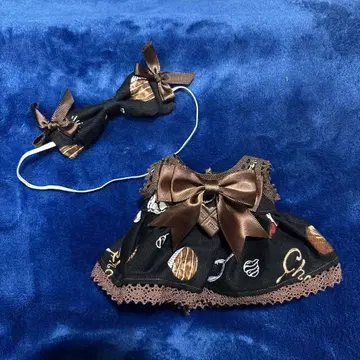 봉제인형 의류 20cm 초콜릿 패턴 드레스와 리본 세트