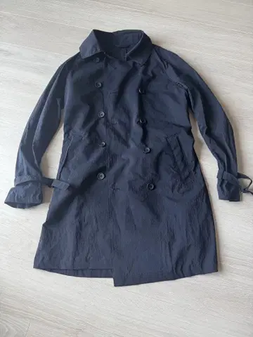 AOURE 아우르 다크 네이비 더블 트렌치코트