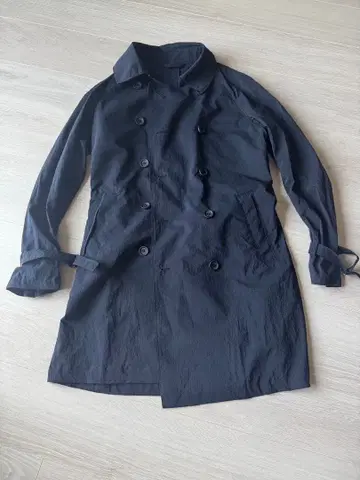 AOURE 아우르 다크 네이비 더블 트렌치코트