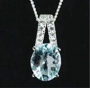 [ 박력 있는 빛남 ] 한정 입고 천연 아쿠아 마린 다이아몬드 목걸이