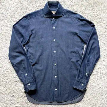 DANDY LIFE BARBA 긴팔 셔츠 와이드 칼라 데님 파랑