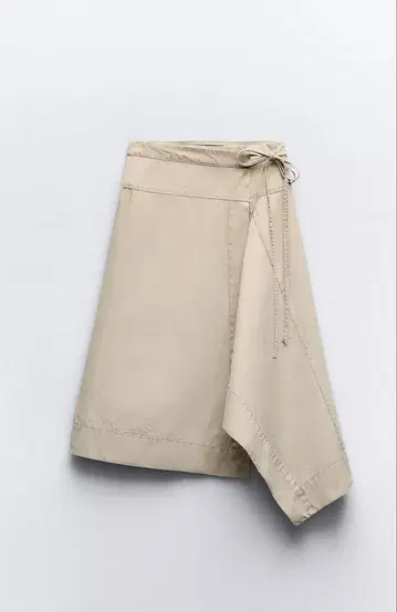 [ 미사용 ] ZARA 무릎 기장 랩스커트 베이지 S