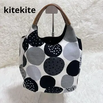 kitekite 미니 개더 토트 오모치 패턴 손잡이 천연 가죽