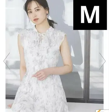 플리츠 프린트 원피스 스나이델 SNIDEL 롱 리본