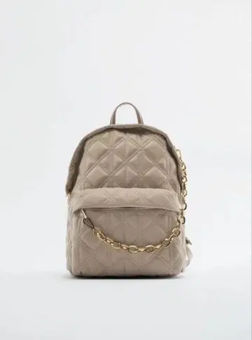 ZARA 체인 디테일 퀼팅 백팩 (베이지)
