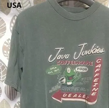 USA 빈티지 Java 개구리 그린 프린트 T셔츠
