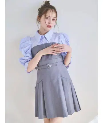 dazzlin 레이어드 셔츠 미니 원피스