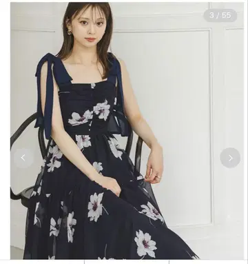 신상 스나이델 프린트 숄더 리본 원피스 스나이델