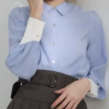 [idem] 이뎀 배색 숏 기장 셔츠 카라 부착 커프스 슬림 효과 깔끔함