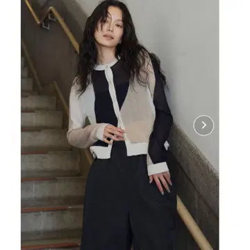 hellam 뉴앙스 패턴 시어 니트 가디건