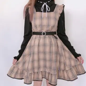 허니시나몬 백 레이스업 점프 스커트 베이지