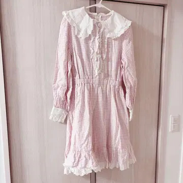 스완키스 원피스 깅엄 체크 핑크