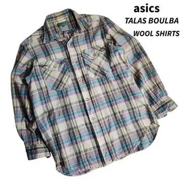 asics TALAS BOULBA 워셔블 울 소재 체크 긴팔 셔츠 814