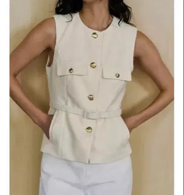 ZARA 자라 아이보리 버튼 베스트 허리 벨트 XS