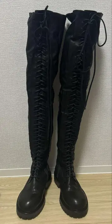 ann demeulemeester 레이스업 롱 부츠