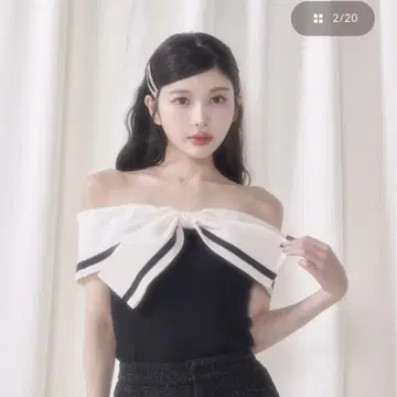 Darich 빅 리본 오프숄더 니트탑