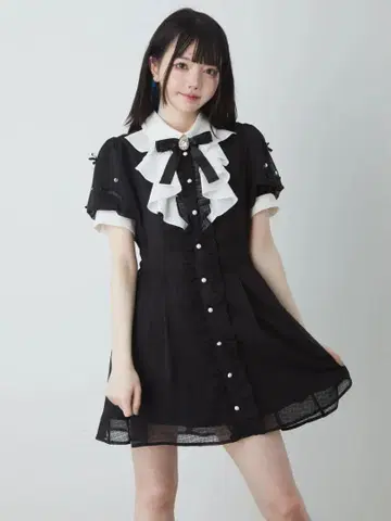 Ank Rouge 시어 체크 도리 원피스