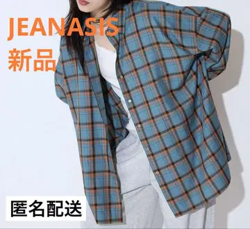 새상품 지나시스 JEANASIS 모듬 체크 셔츠 LS 긴팔 블루 오렌지