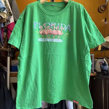 미국 빈티지 의류 플라밍고 디자인 그린 컬러 T셔츠 FLORIDA