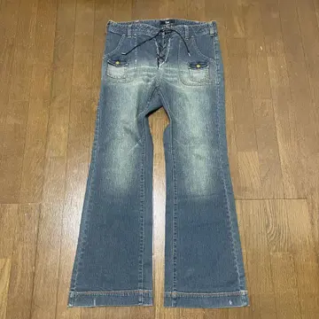 y2k 플레어 데님 청바지 레이스업 아메카지 그런지 펑크 아카이브