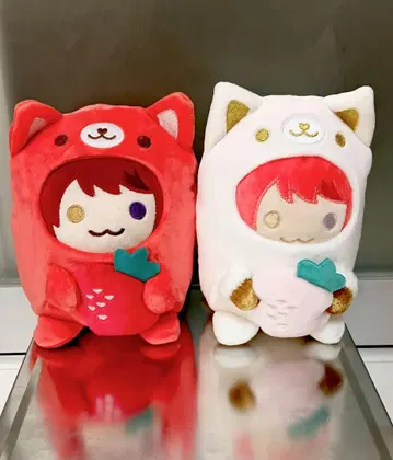 스토푸리 리이누군 동물 봉제 인형 쿠션 빨간색 화이트 2개 세트